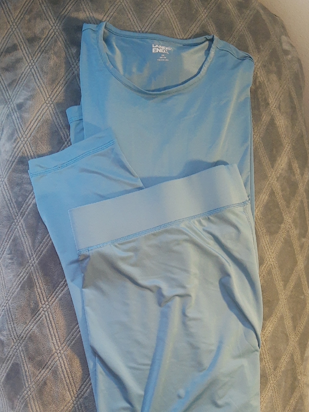 Lands' End Women's Light Blue Active Thermals Set